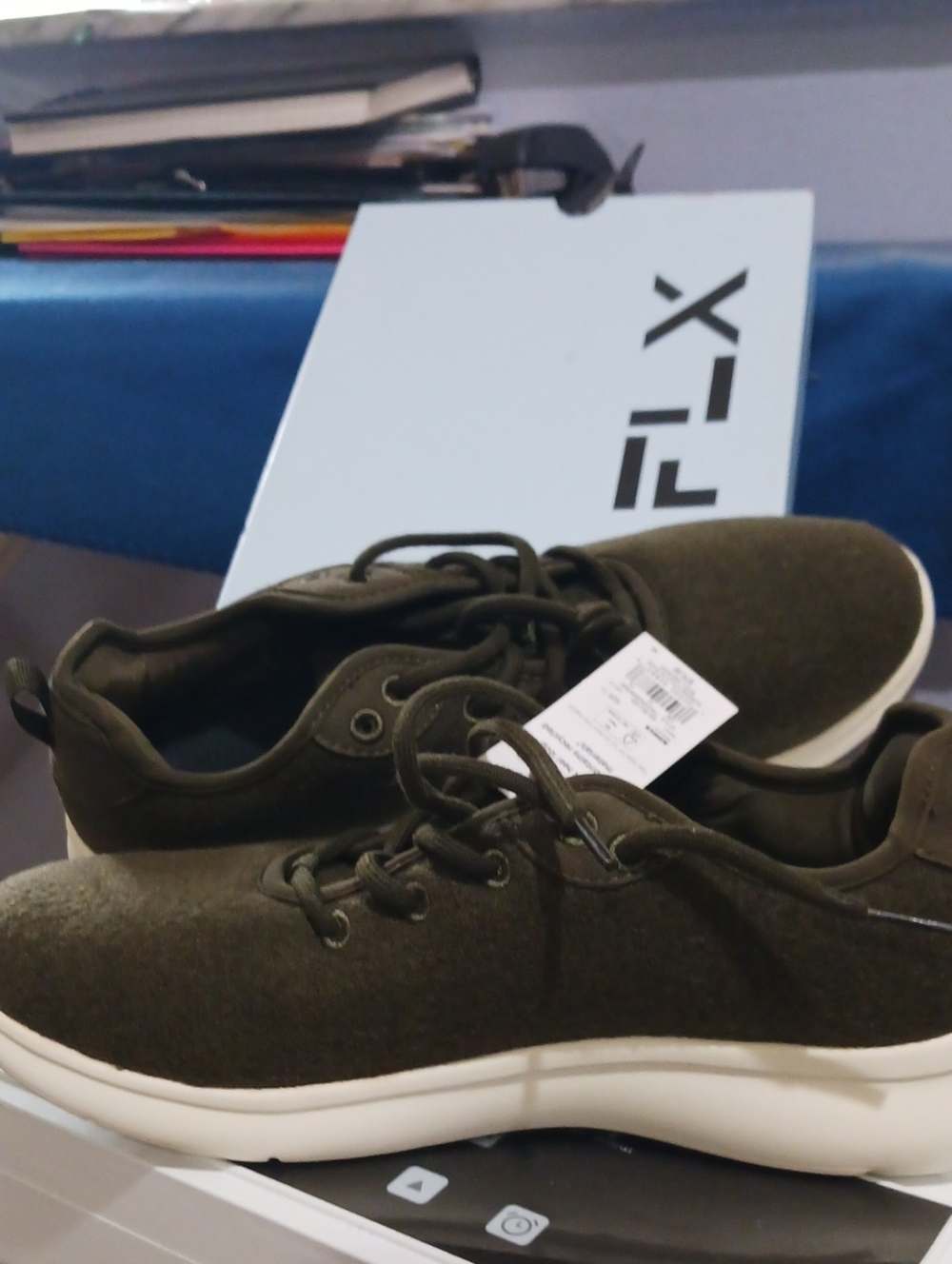 " FLX " Men's Olive Green Casual Lace-Up Sneakers, BRAND NEW WITH TAGS.